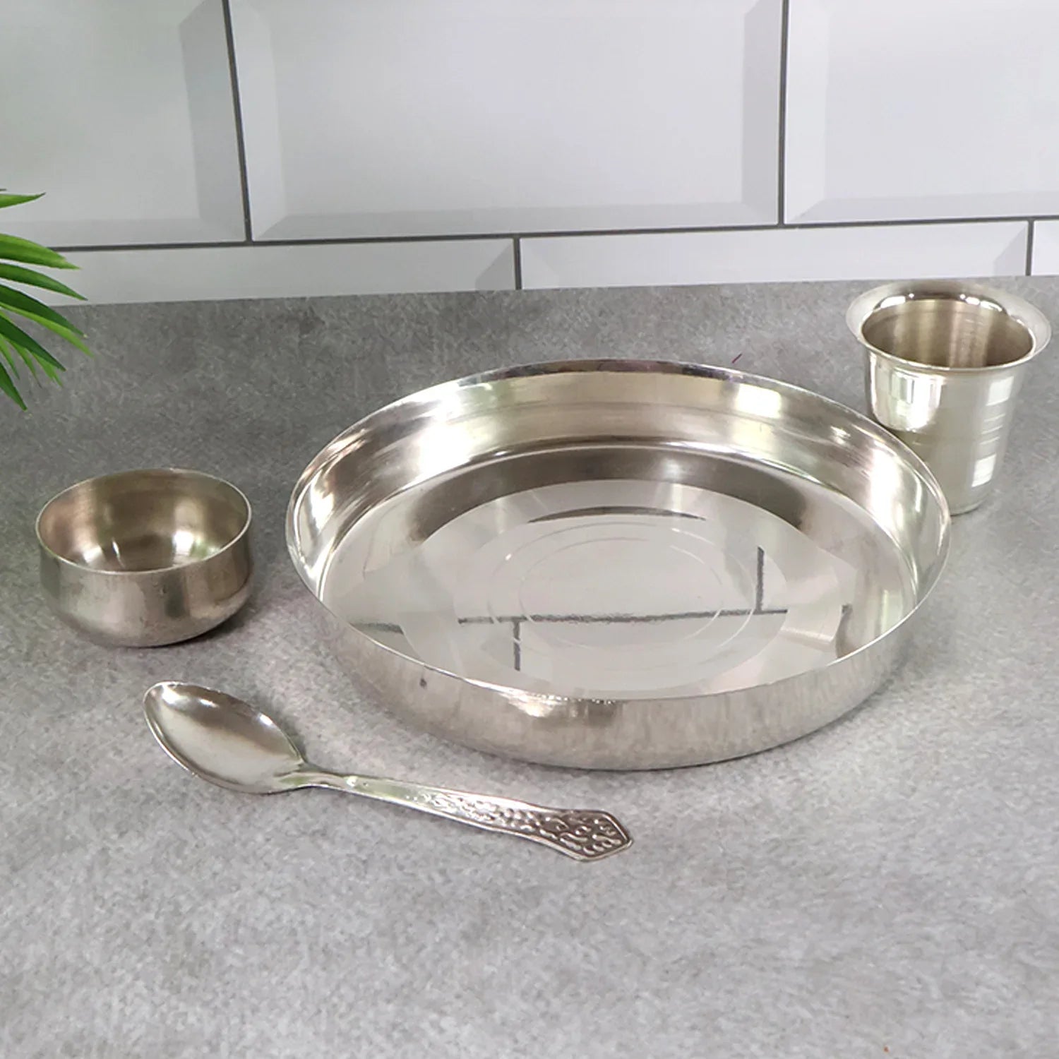 Stainless Steel Pooja Thali - (Set) - Zidbik