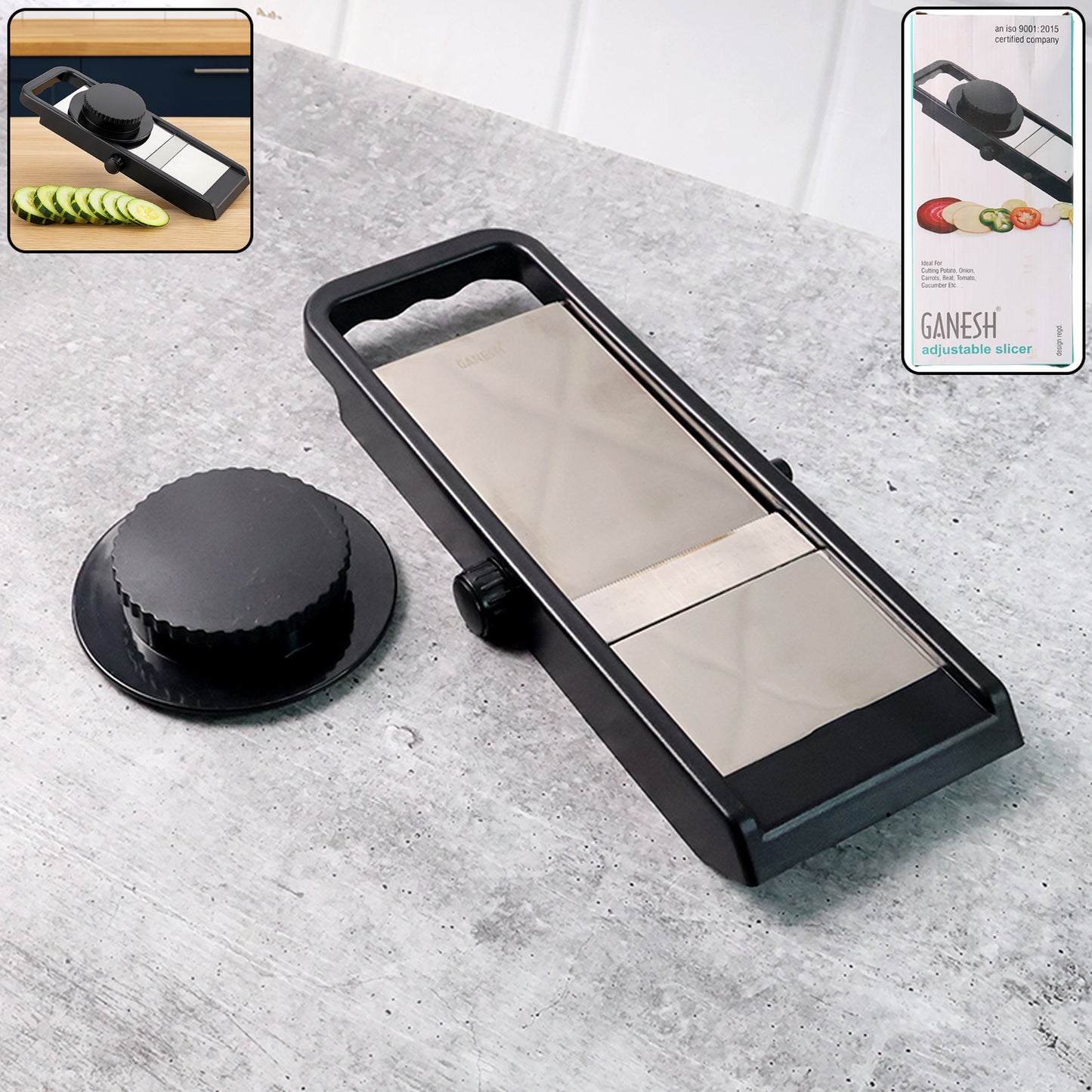 Premium Adjustable Vegetable  Fruit Slicer With Sharp Stainless Steel Blade - Zidbik