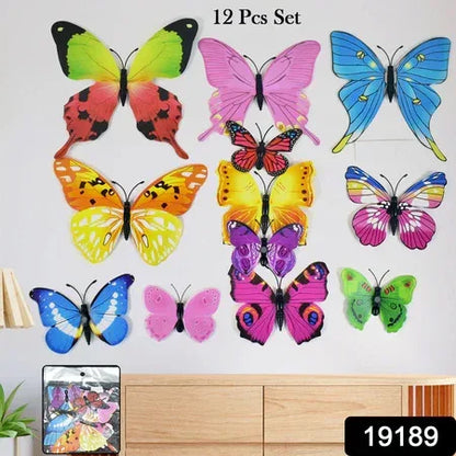 Decorative Colorful Butterfly Wall Stickers (12 Pc Set) - Zidbik