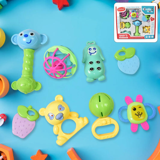 Kinder Rattles Classic Store Plastic Non-toxic Shake And Grab Ball Baby Rattles Teethers (8 Pcs Set) - Zidbik