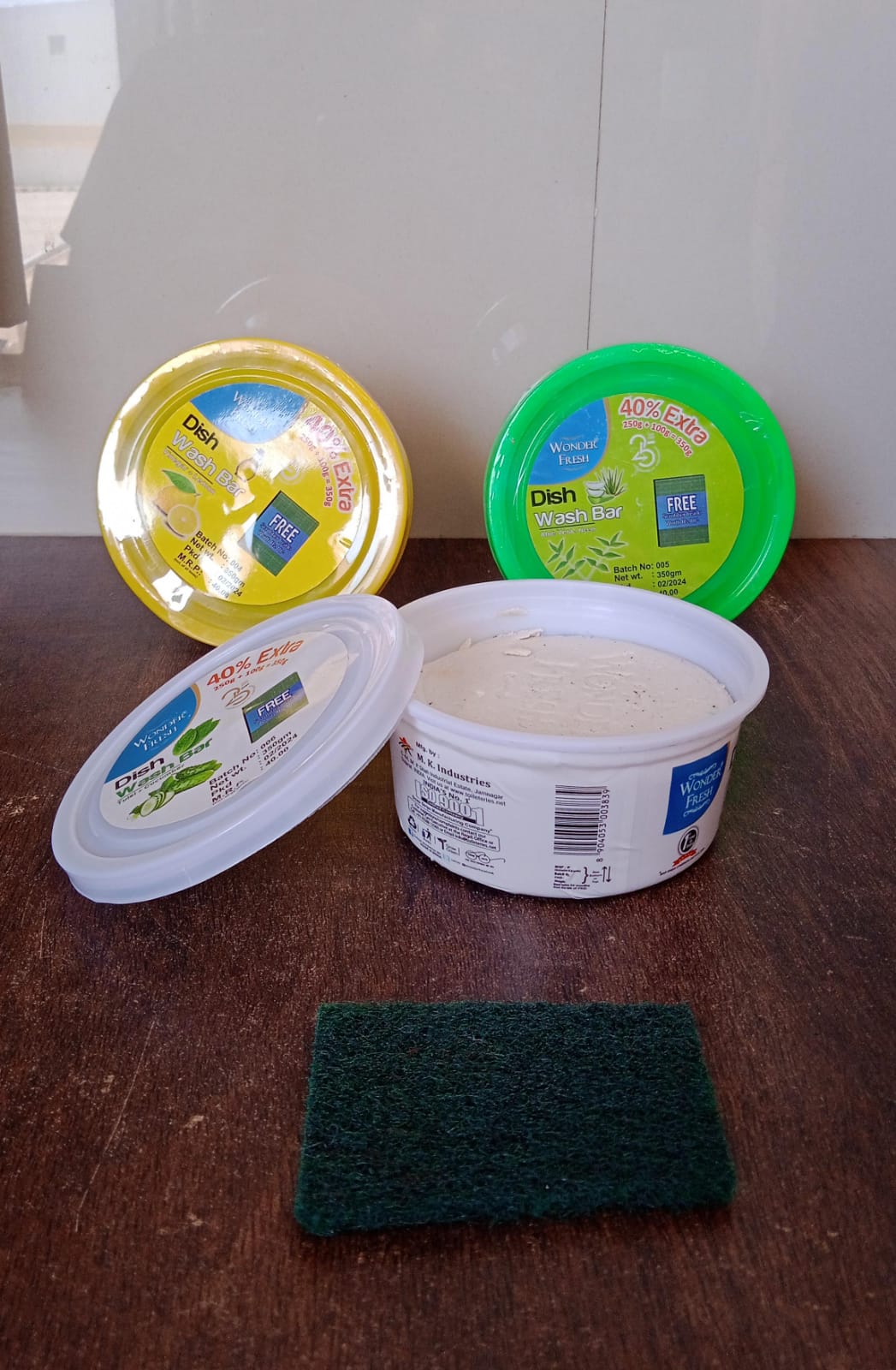 Fresh Mix Flavor Round Dishwash Bar With Super Scrubber Free Complete Dishwashing Solution Tough Stains Remover (350 Gm) - Zidbik