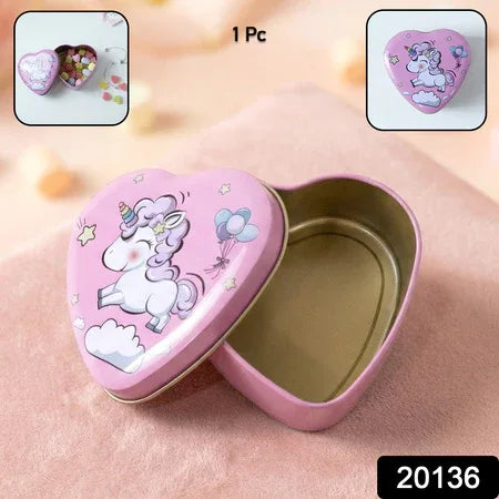 Heart Shaped Unicorn Printed Multipurpose Storage Box (1 Pc) - Zidbik