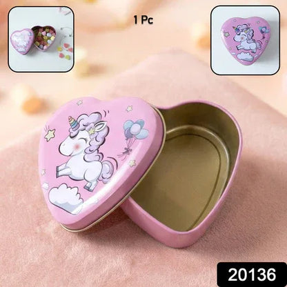 Heart Shaped Unicorn Printed Multipurpose Storage Box (1 Pc) - Zidbik