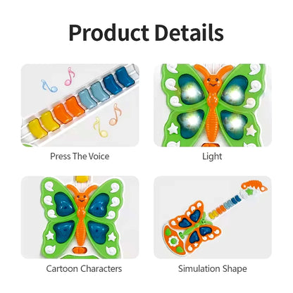 Butterfly Guitar Toy With Light And Music Toy (1 Pc Battery Not Included) - Zidbik