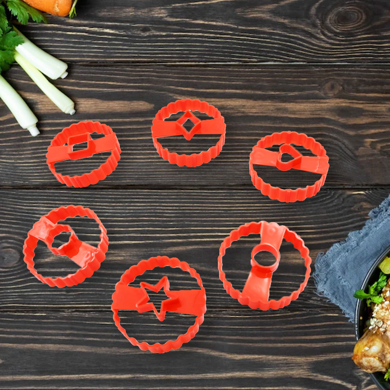 5978  Cookie Cutters Set Plastic Easter Biscuit Cutting Tool For Diy Cake Decoration Fondant Biscuit Cookie Pastry Sandwich (6 Pc Set ) - Zidbik