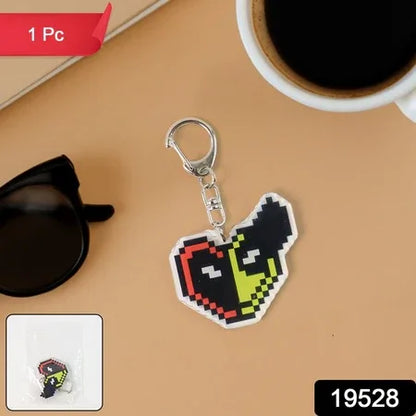 Pixel Style Acrylic Cartoon Keychain With Funky Design (1 Pc) - Zidbik