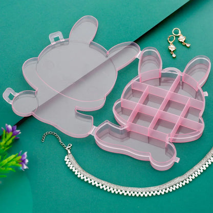 6557 Transparent Cartoon Bear Clear Plastic Storage Box Jewelry Box Jewelry Organizer Holder Cabinets For Small Objects (1 Pc) - Zidbik