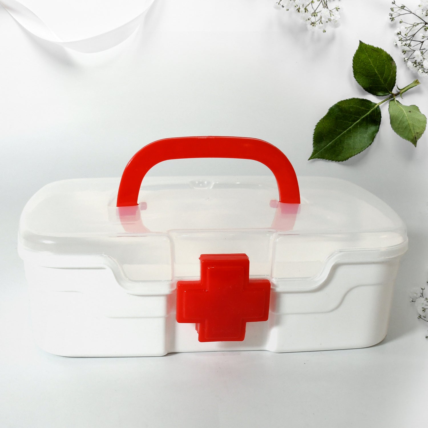 12734 Medical Box 1 Piece Indoor Outdoor Medical Utility Medicine Storage Box Detachable Tray Medical Box Multi Purpose Regular Medicine First Aid Box With Handle  Transparent Lid - Zidbik