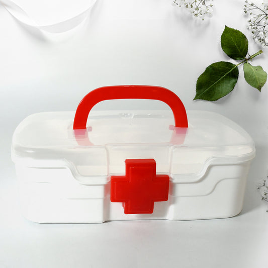 12734 Medical Box 1 Piece Indoor Outdoor Medical Utility Medicine Storage Box Detachable Tray Medical Box Multi Purpose Regular Medicine First Aid Box With Handle  Transparent Lid - Zidbik