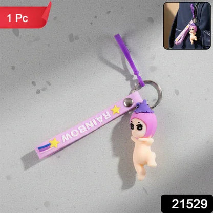 Cute Baby Doll Cartoon Silicone Keychain (1 Pc) - Zidbik