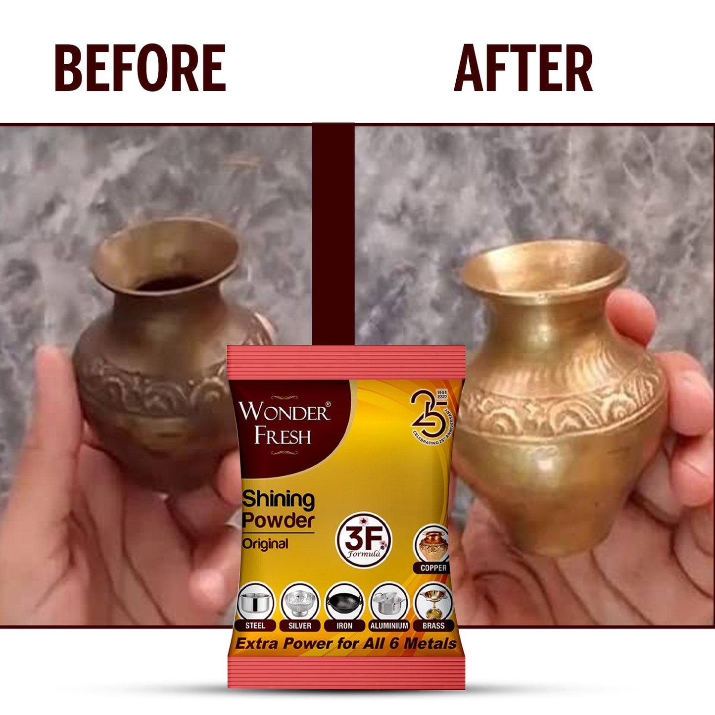 Shining Powder Cleans And Polishes Copper Brass Silver Aluminum Iron And Steel Removes Tarnish And Oxidation (200 Gm) - Zidbik