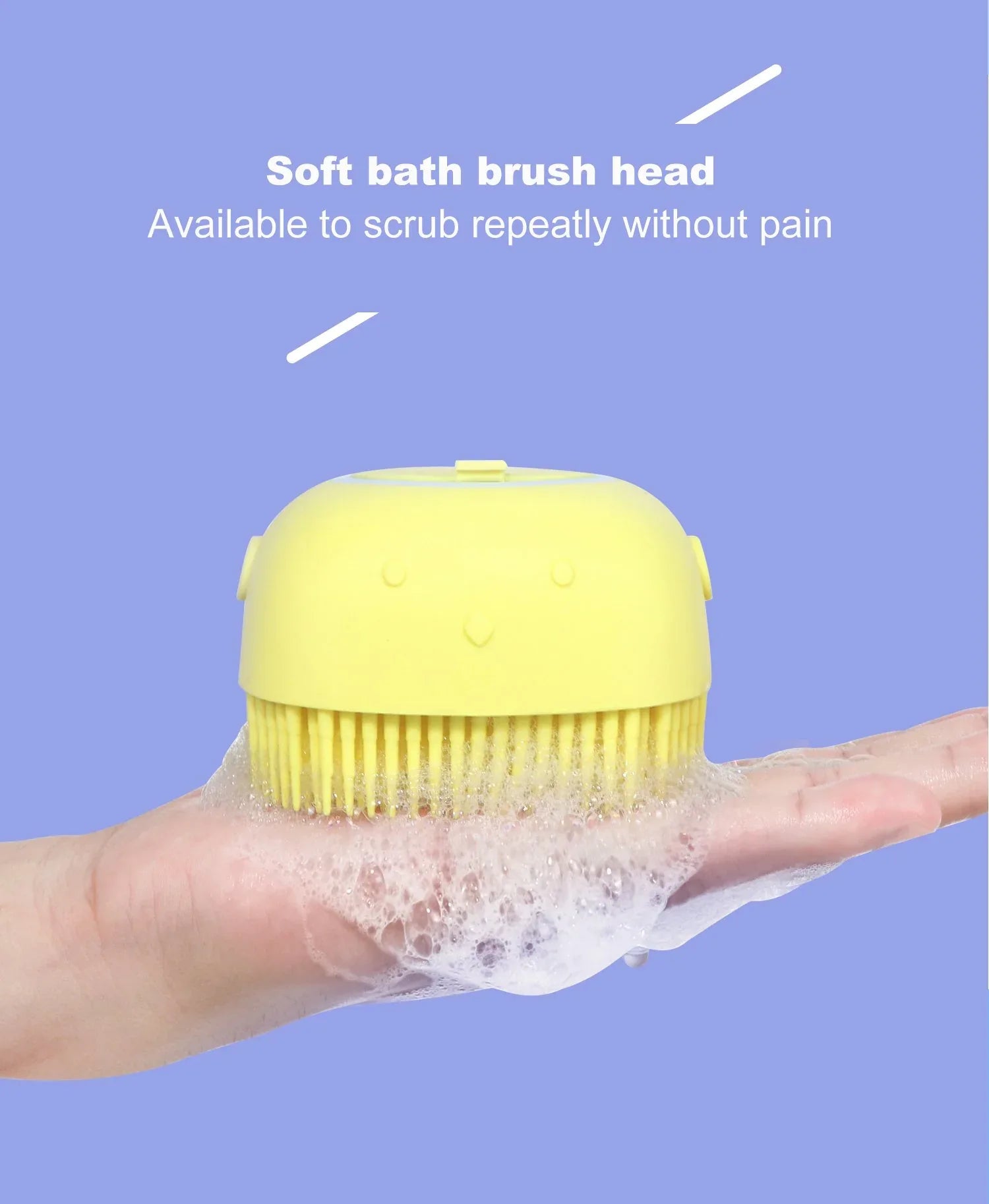 1348 Silicone Massage Bath Body Brush Soft Bristle With Shampoo Dispenser - Zidbik