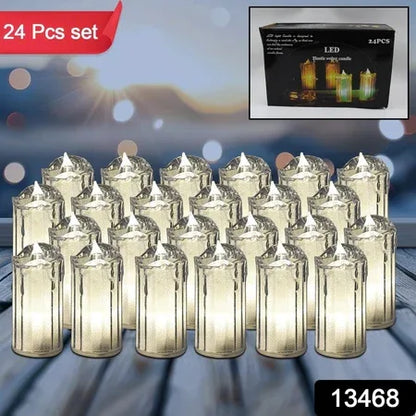 24 Pc Flameless And Smokeless Decorative Melting Candles Led Tea Light Candle Flickering Electronic Candle - Zidbik