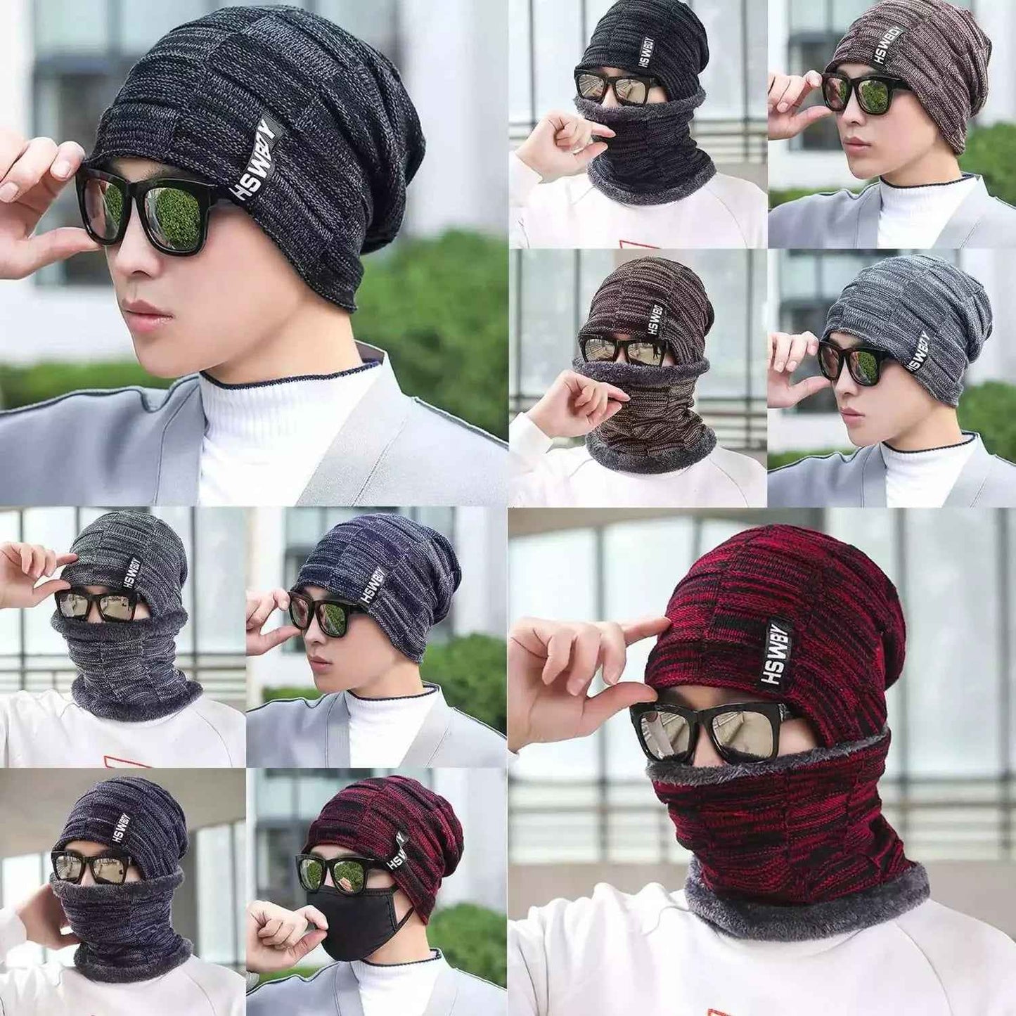 6066 Ultra Soft Unisex Woollen Beanie Cap Plus Muffler Scarf - Zidbik