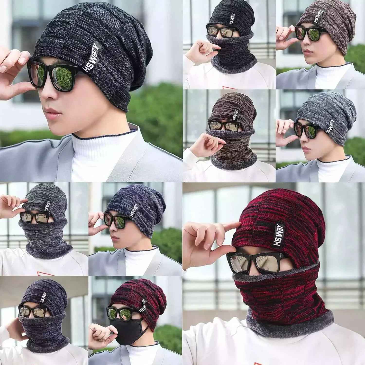 6066 Ultra Soft Unisex Woollen Beanie Cap Plus Muffler Scarf - Zidbik