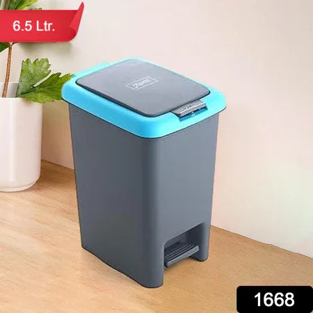 Apex Plastic Push N Pedal Dust Bin Hands-free Operation Compact Design 6.5 Liters (1 Pc Mix Color) - Zidbik
