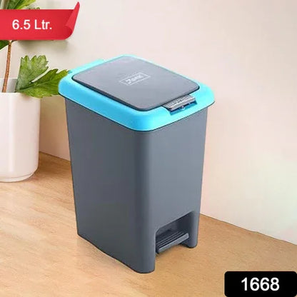 Apex Plastic Push N Pedal Dust Bin Hands-free Operation Compact Design 6.5 Liters (1 Pc Mix Color) - Zidbik