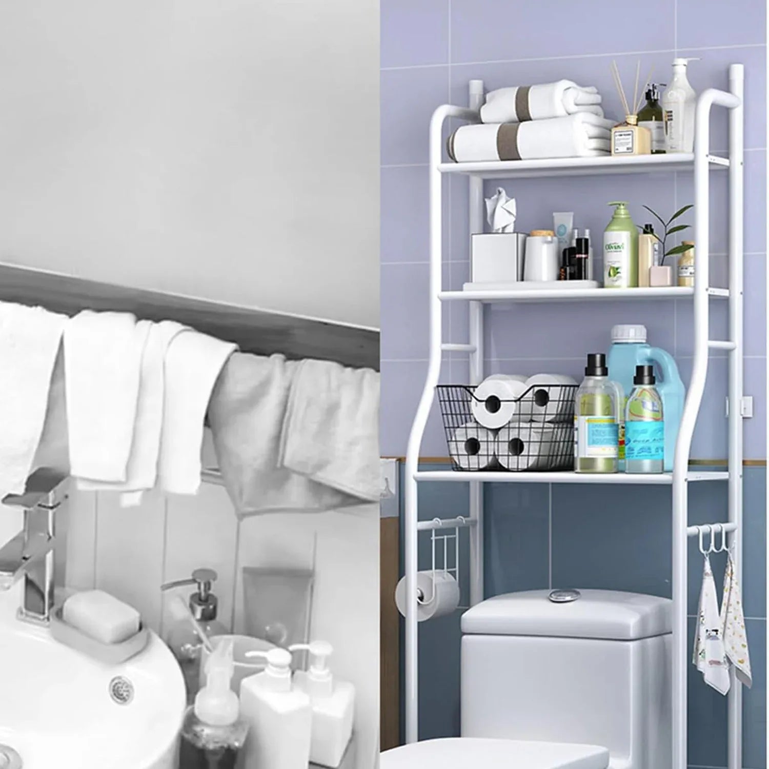 8803 Multi-layer The Toilet Storage Rack Metal Bathroom Shelf Space Saving Organizer For Laundry Room Wash Basin Floor Stand - Zidbik