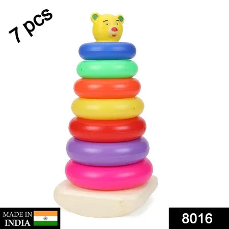 8016 Plastic Baby Kids Teddy Stacking Ring Jumbo Stack Up Educational Toy 7pc - Zidbik