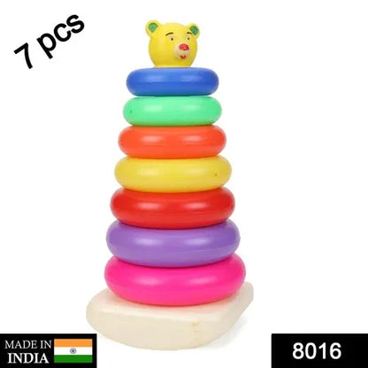 8016 Plastic Baby Kids Teddy Stacking Ring Jumbo Stack Up Educational Toy 7pc - Zidbik