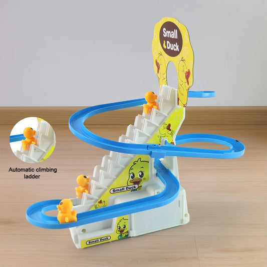 Lala Small Duck Climb Stairs Toy Roller Coaster With Flashing Lights Music (3 Ducks) - Zidbik