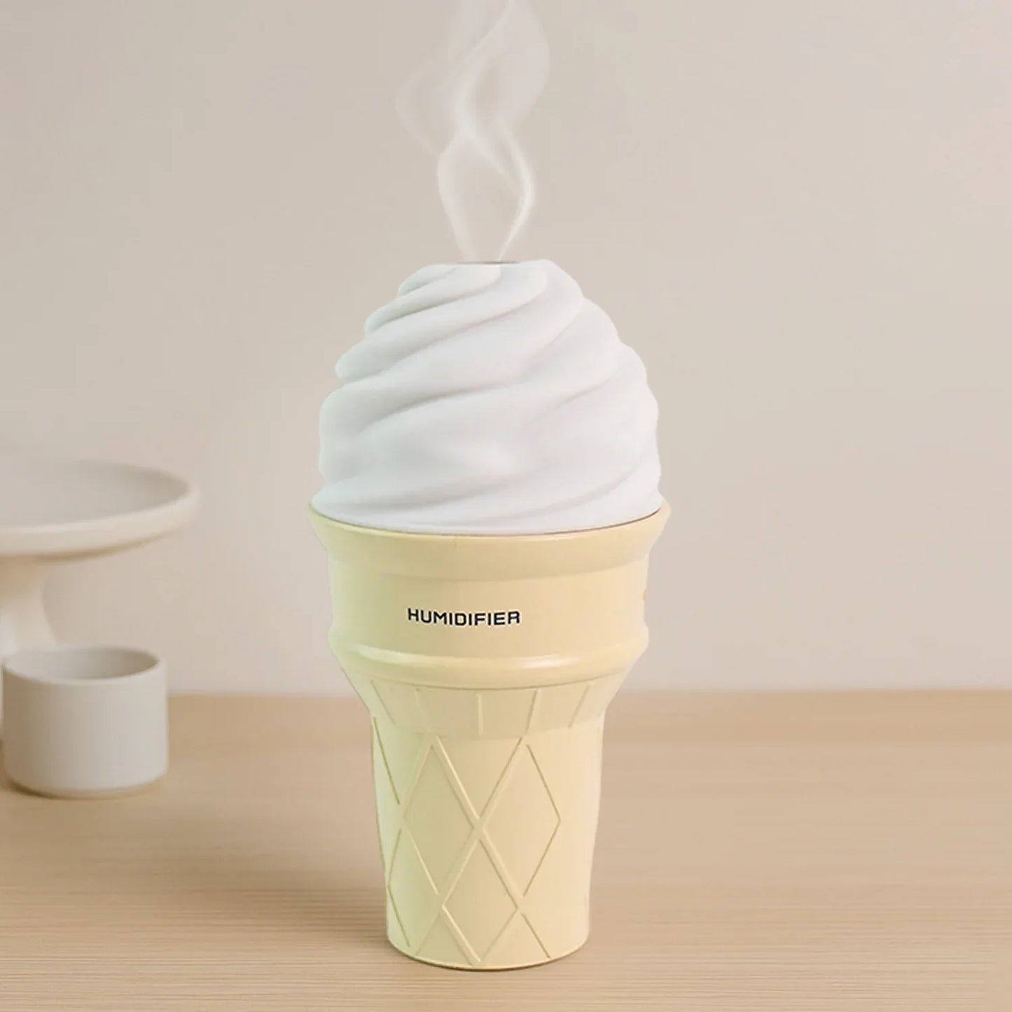 Ice Cream Cone Shape Air Freshener Humidifier (1pc Cream Color) - Zidbik