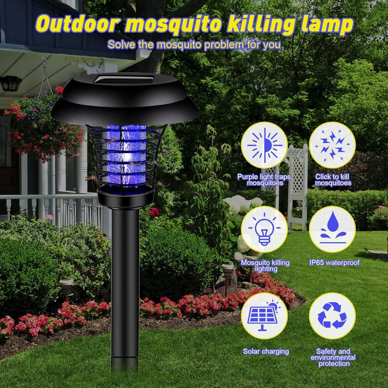 Big Garden Lighting Uv Led Solar Powered Mosquito Trap And Bug Zapper (1 Pc) - Zidbik