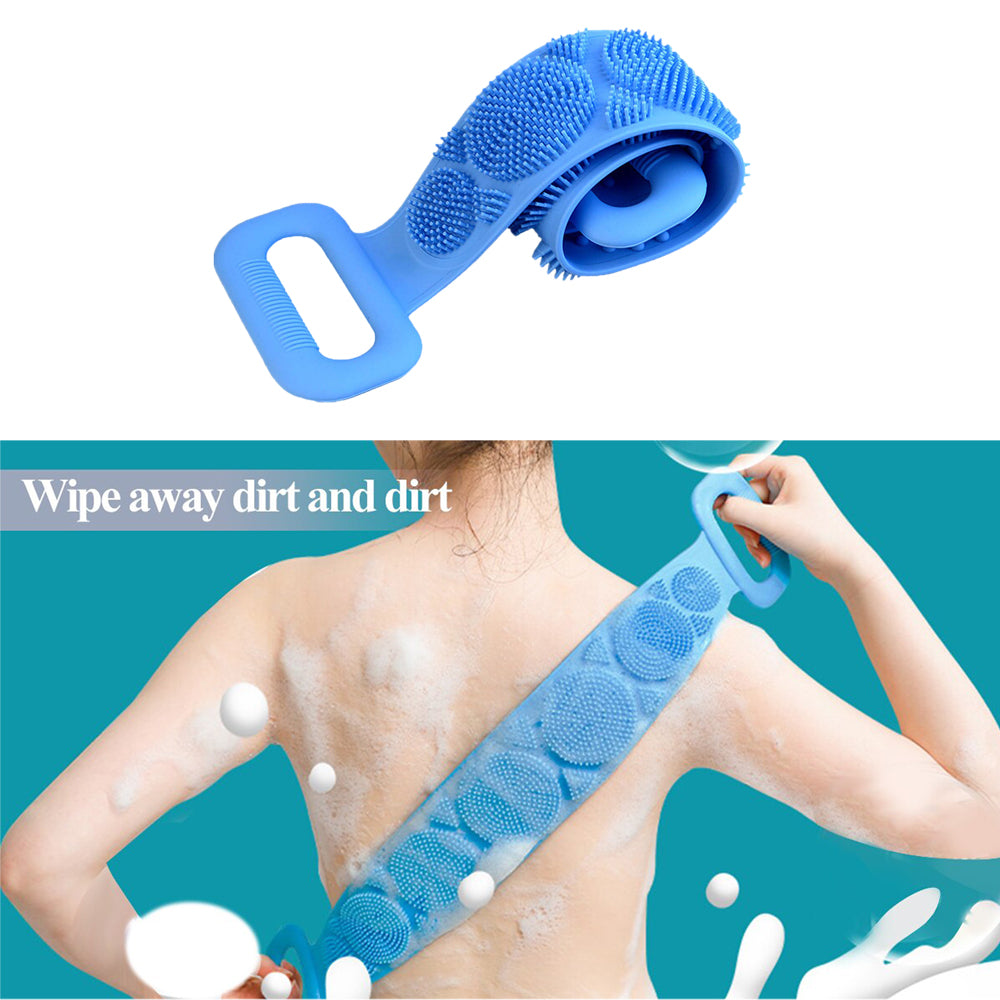 7275 Silicone Body Back Scrubber Double Side Bathing Brush For Skin Deep Cleaning - Zidbik