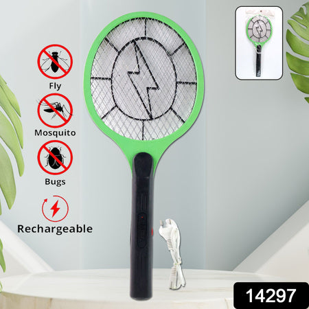Green Rechargeable Electric Mosquito Killer Racket With Cable - Zidbik