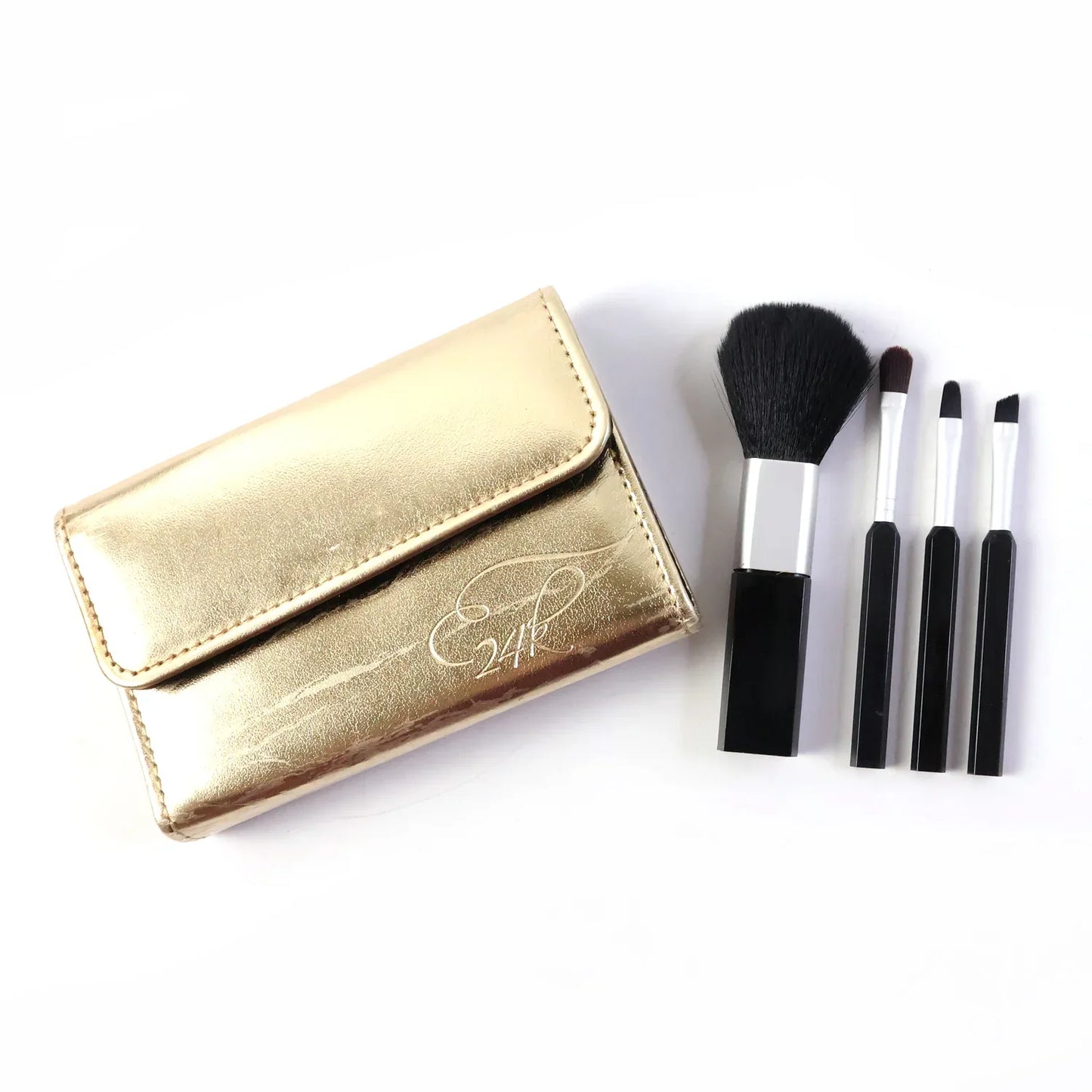 4 In 1 Professional Makeup Brush Set With Premium Storage Pouch (1 Pc) - Zidbik