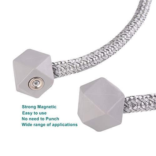 1441 Hexagonal Magnetic Braided Rope Drapery Window Curtains Loop Binding Ties Buckle (2 Pc) - Zidbik