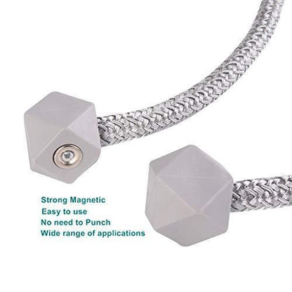 1441 Hexagonal Magnetic Braided Rope Drapery Window Curtains Loop Binding Ties Buckle (2 Pc) - Zidbik