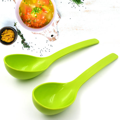 5724 Plastic Spoon Kitchen Multipurpose Serving Ladle For Frying Serving Turner Curry Ladle Serving Rice Spoon Used While Eating And Serving Food Stuffs Etc (2 Pcs Set  10 Inch ) - Zidbik