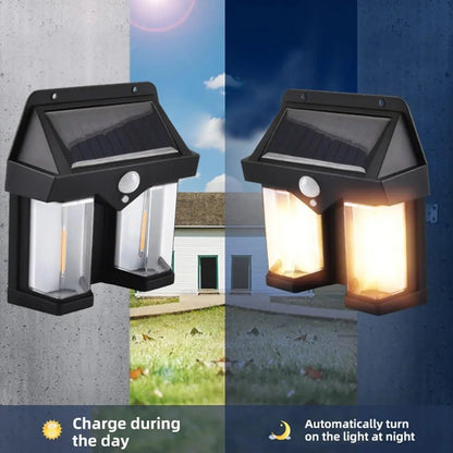12585 Outdoor Solar Wall Lamp Outdoor Waterproof High Quality Lamp Induction Garden Lamp Garden Villa Night Lamp Double Lamp Light (1 Pc) - Zidbik