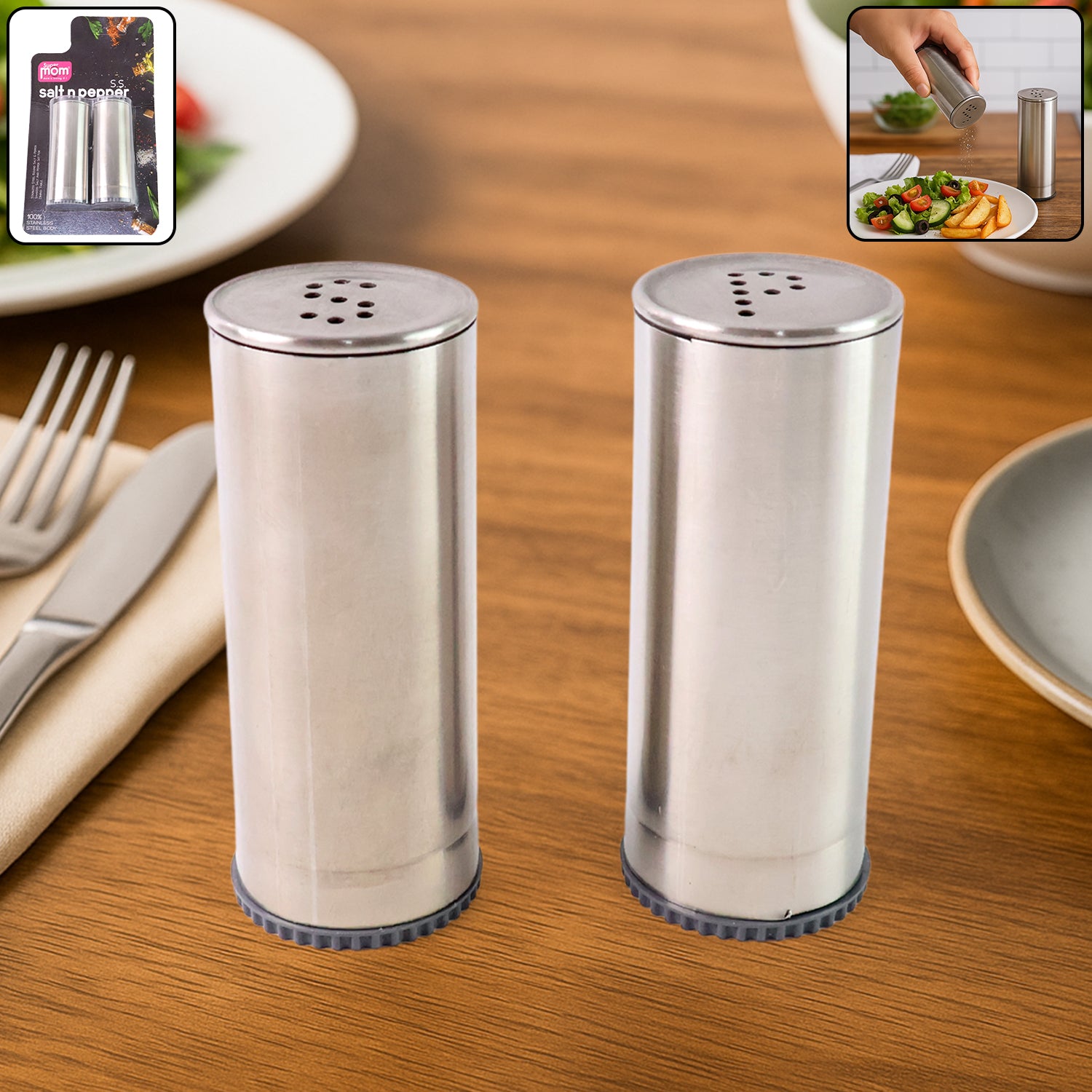 Stainless Steel Salt And Pepper Shaker Set (2 Pc) - Zidbik