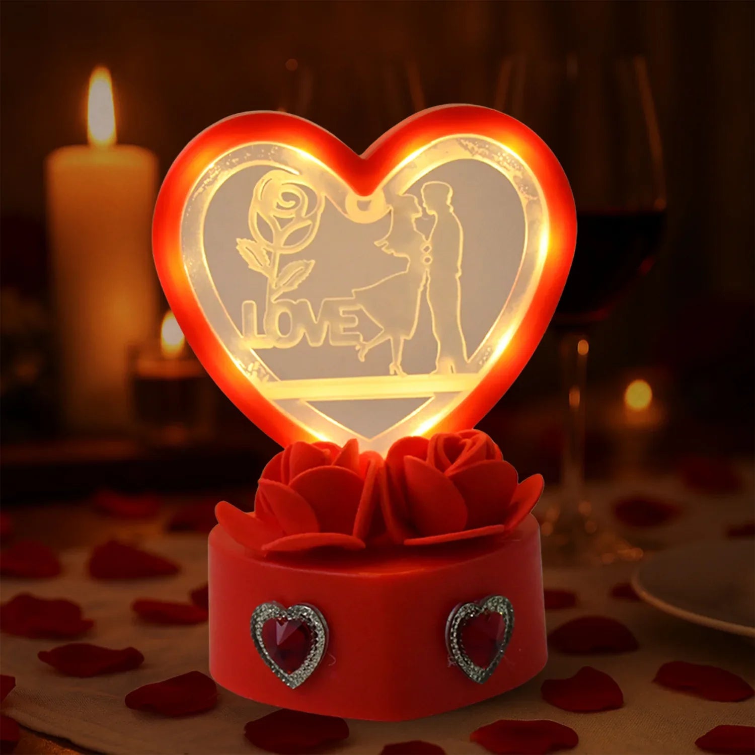 Heart-shaped Love Couple Decorative Showpiece (1 Pc) - Zidbik