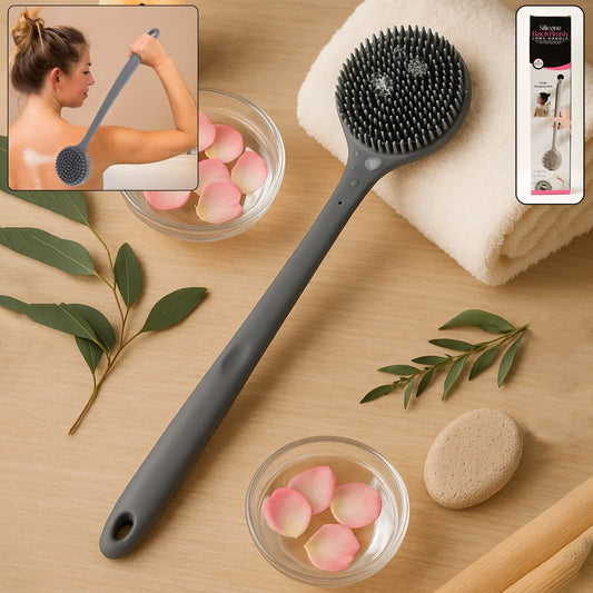 Silicone Back Scrubber Brush With Long Handle (1 Pc) - Zidbik