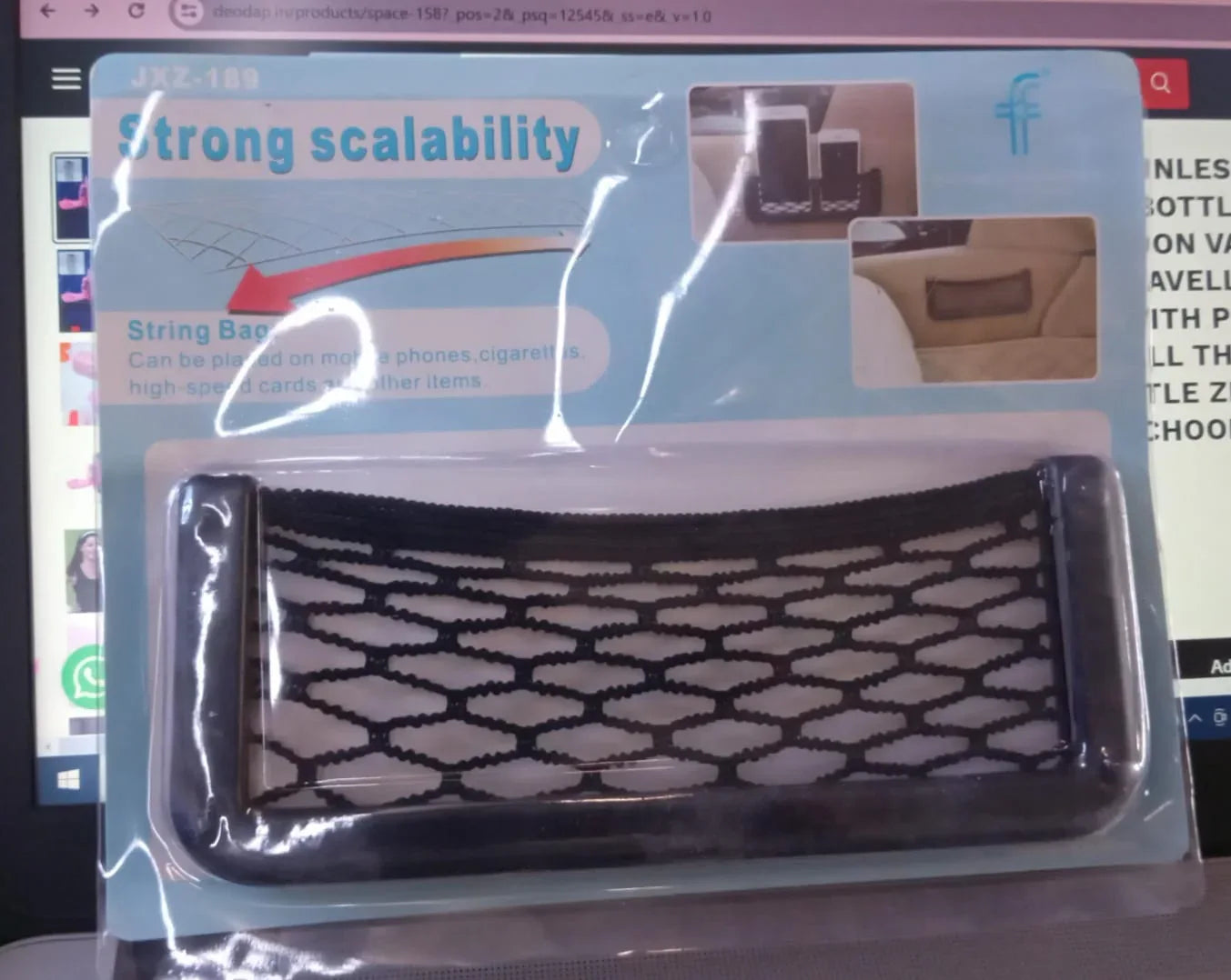 Car Storage Organize Car String Bag Car Seat Side Storage Net Bag Mesh Pocket Organizer Stick-on For Purse Bag Phone - Zidbik
