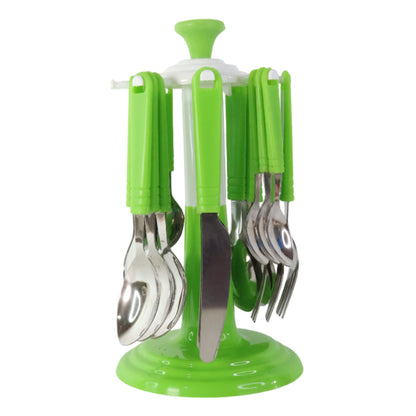 Stainless Steel Cutlery Set With Stand - (24 Pc) - Zidbik