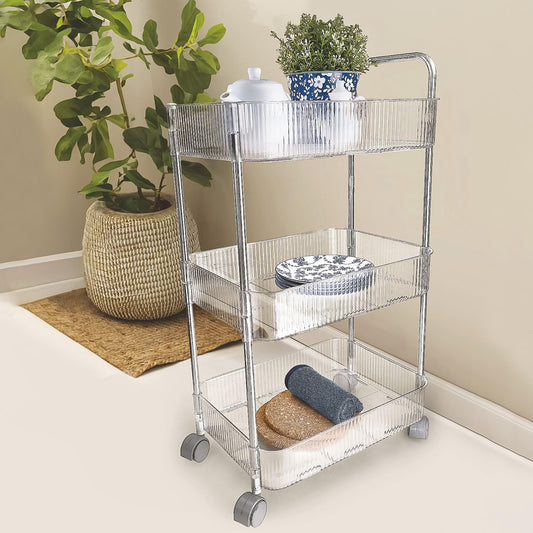 Apex Sapphire 3-layer Multipurpose Storage Trolley With Wheels - Zidbik