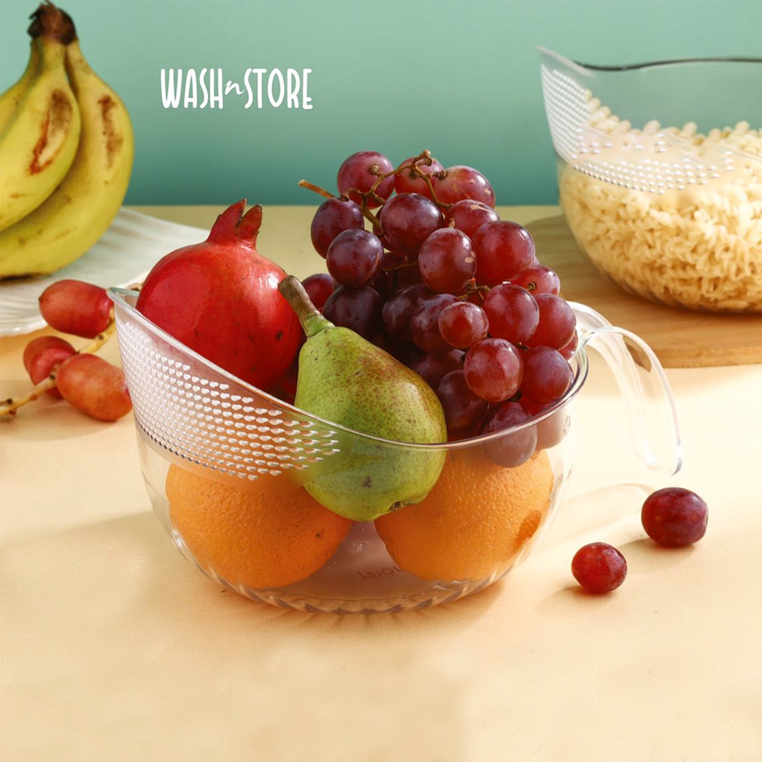 Supermom Multipurpose Transparent Plastic Bowl  Basket With Handle (1 Pc) - Zidbik