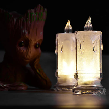 6559 Big Size Flameless Melted Design Candles For Decoration (Set Of 12pc) - Zidbik