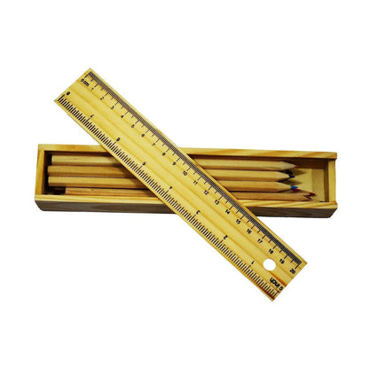 4726 Colorful Wooden Pencil Set With Pencil Box Ruler Sharpener For For Kids Artist Architect - Zidbik