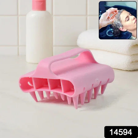 Scalp Massager Shampoo Brush Soft Silicone Hair Washing Comb With Handle - Zidbik