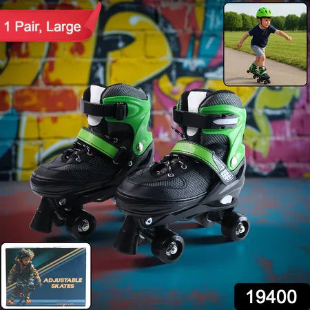 Adjustable Quad Roller Skates For Kids (Large 1 Pair) - Zidbik