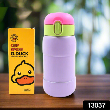 Duckstainless Steel Water Bottle For Kids Adults Steel Flask Metal Thermos Spill Proof Cap Closure Bpa Free For School Home Office Drinkware (1 Pc  Mix Design) - Zidbik
