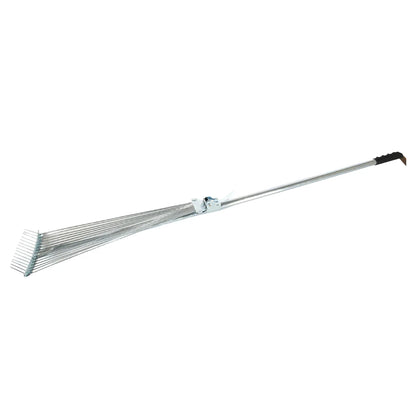7599 115-152 Cm Rake For Gardening Stainless Steel Telescopic Garden Rake For Quick Clean Up Of Lawn And Yard Adjustable Rake Claws Spacing Garden Broom With Long Handle For Clean Leaves (Moq - 2 Pc) - Zidbik