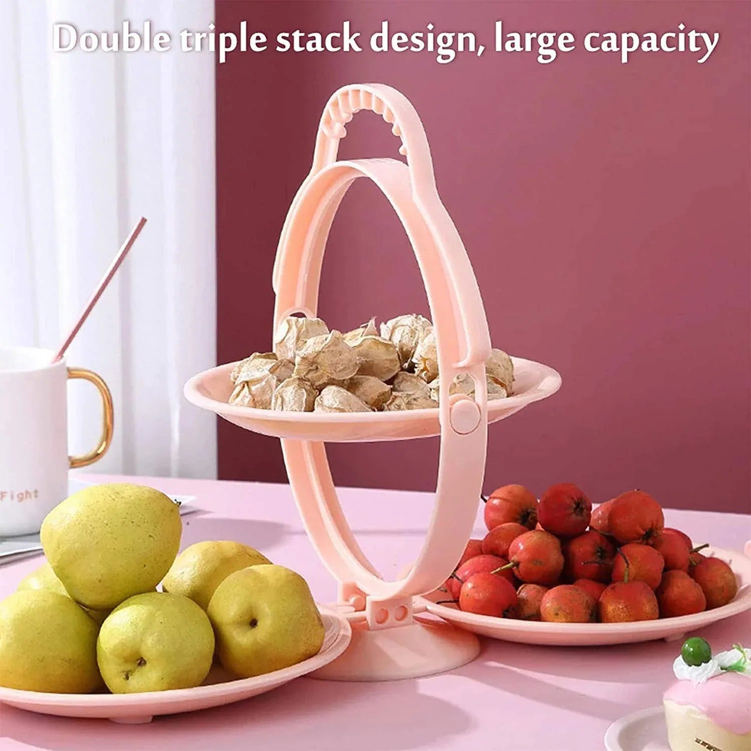 3-layer Foldable Multi-purpose Snack Fruit Dessert Serving Stand (1 Pc) - Zidbik