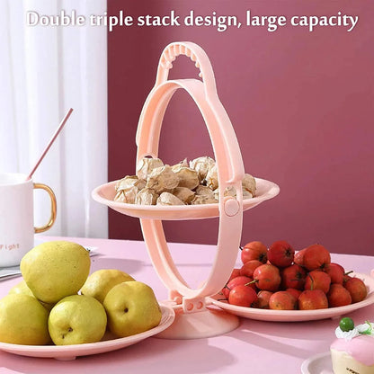 3-layer Foldable Multi-purpose Snack Fruit Dessert Serving Stand (1 Pc) - Zidbik