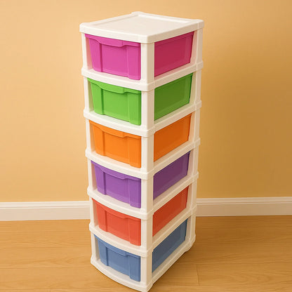 6-layer Multi-colored Plastic Storage Drawer Cabinet - Zidbik
